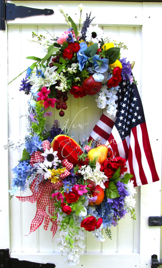Summer Garden Patriotic Wreath