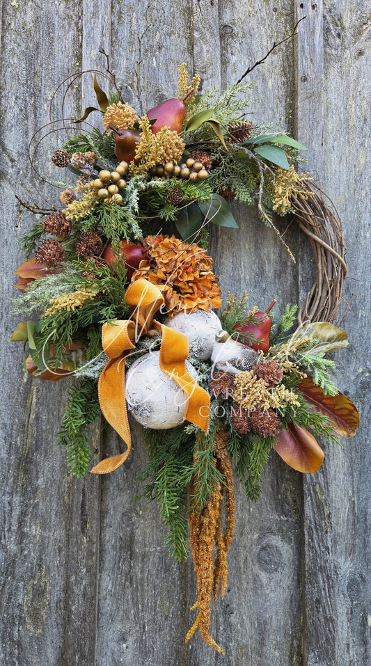 Partridge and Pear Holiday Wreath
