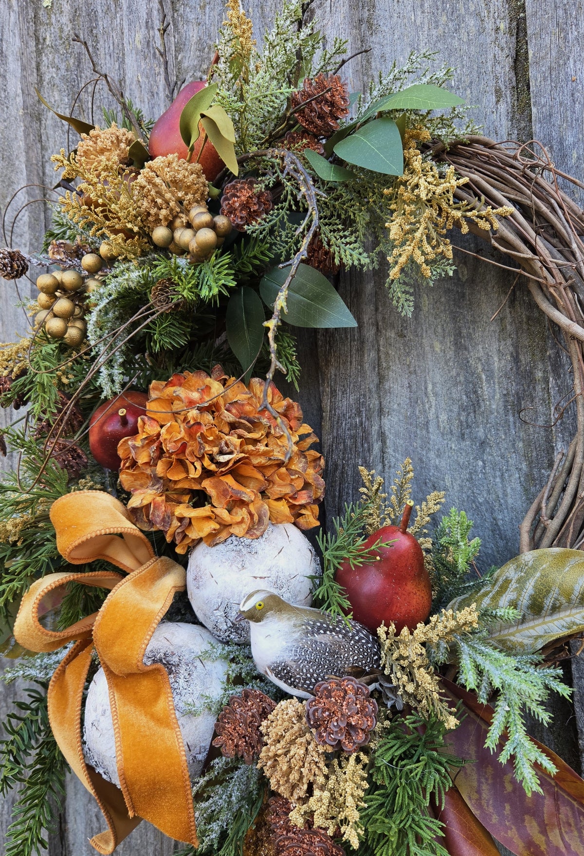 Partridge and Pear Holiday Wreath