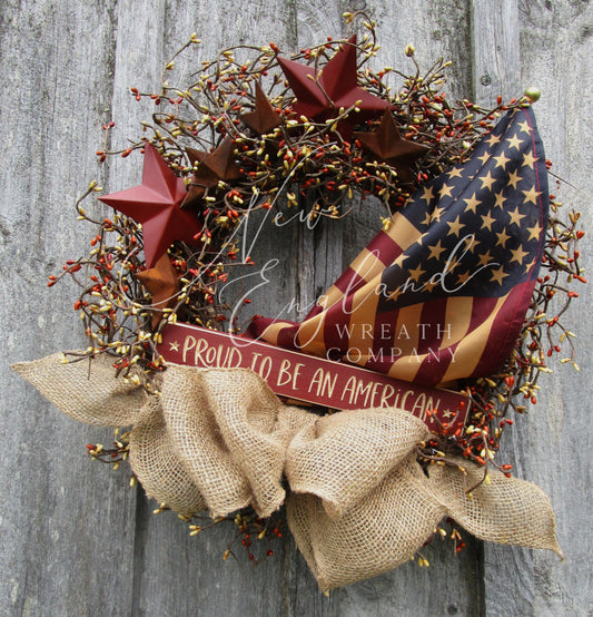 " Proud to be an American" Patriotic Wreath