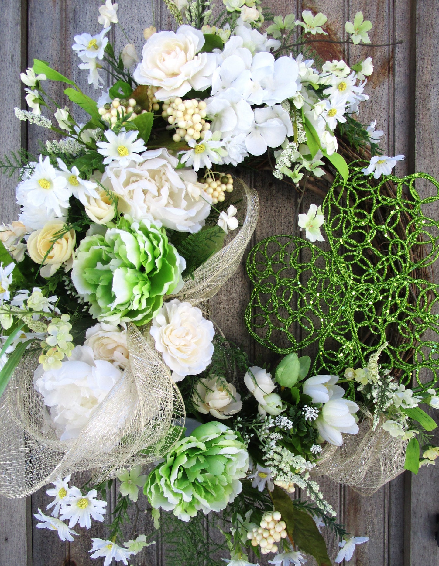Elegant St Patrick's Day Shamrock Wreath