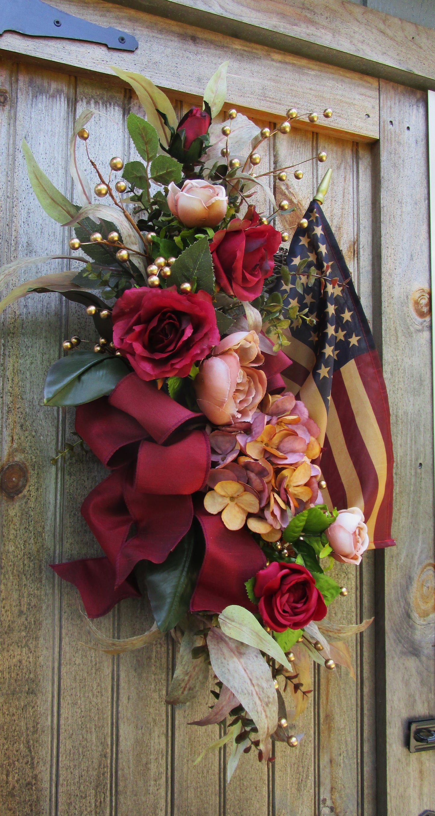 Concord Patriotic Wreath with Tea Stained Flag