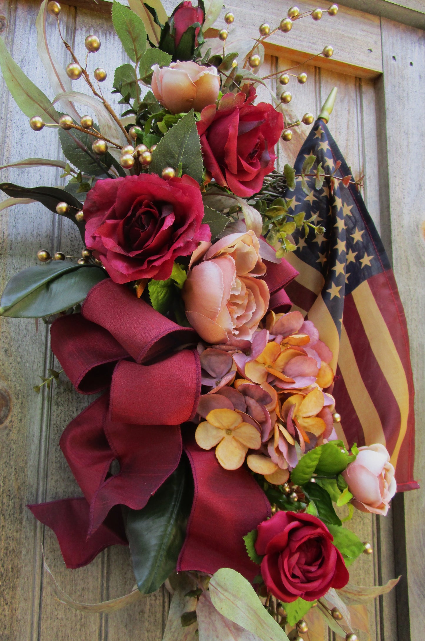 Concord Patriotic Wreath with Tea Stained Flag