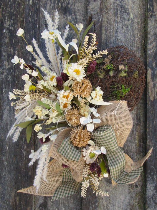 Woodland Meadow Heart Wreath – Rustic Cottage Garden Design
