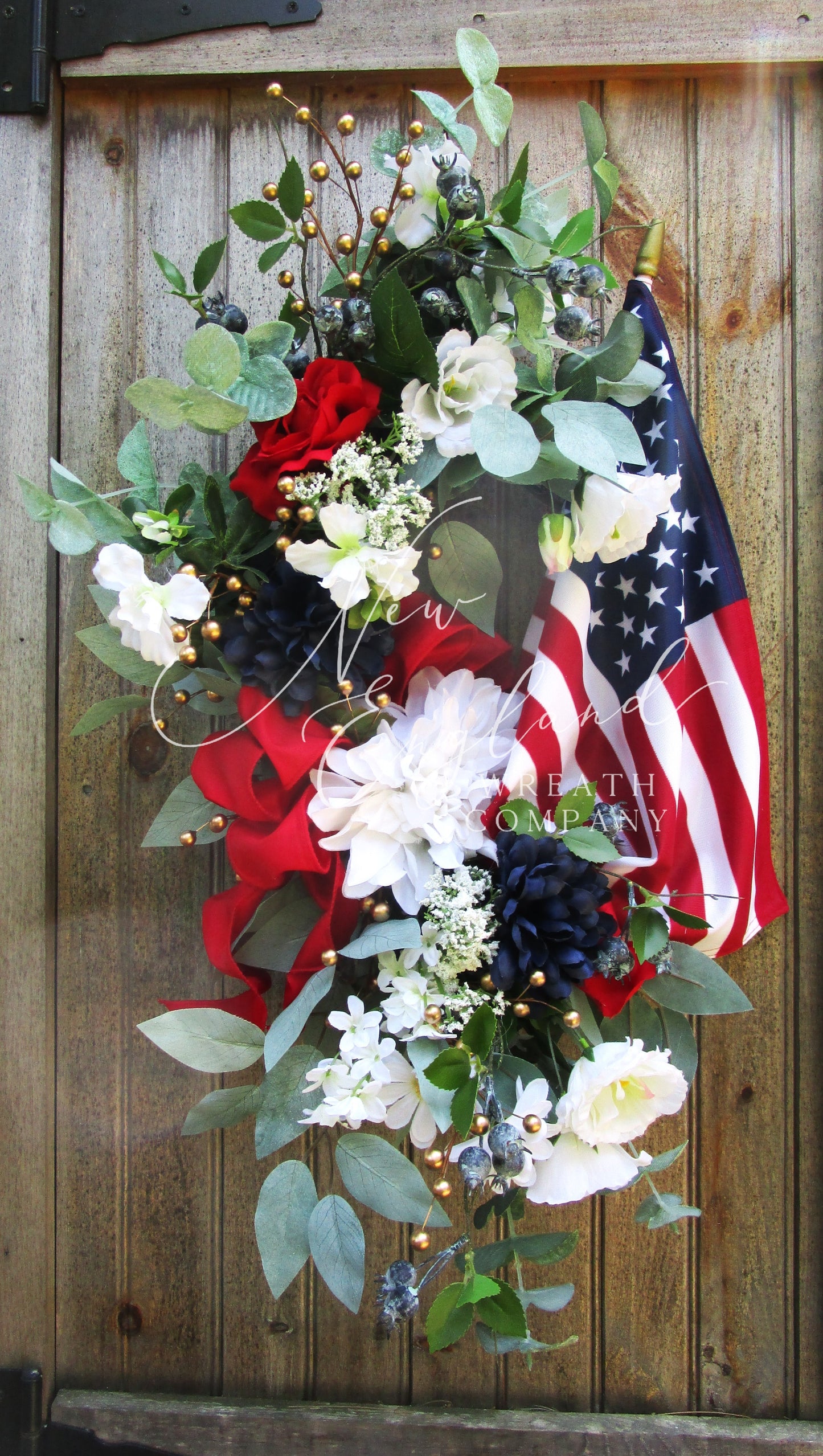 Bridgton Front Porch Flag Wreath