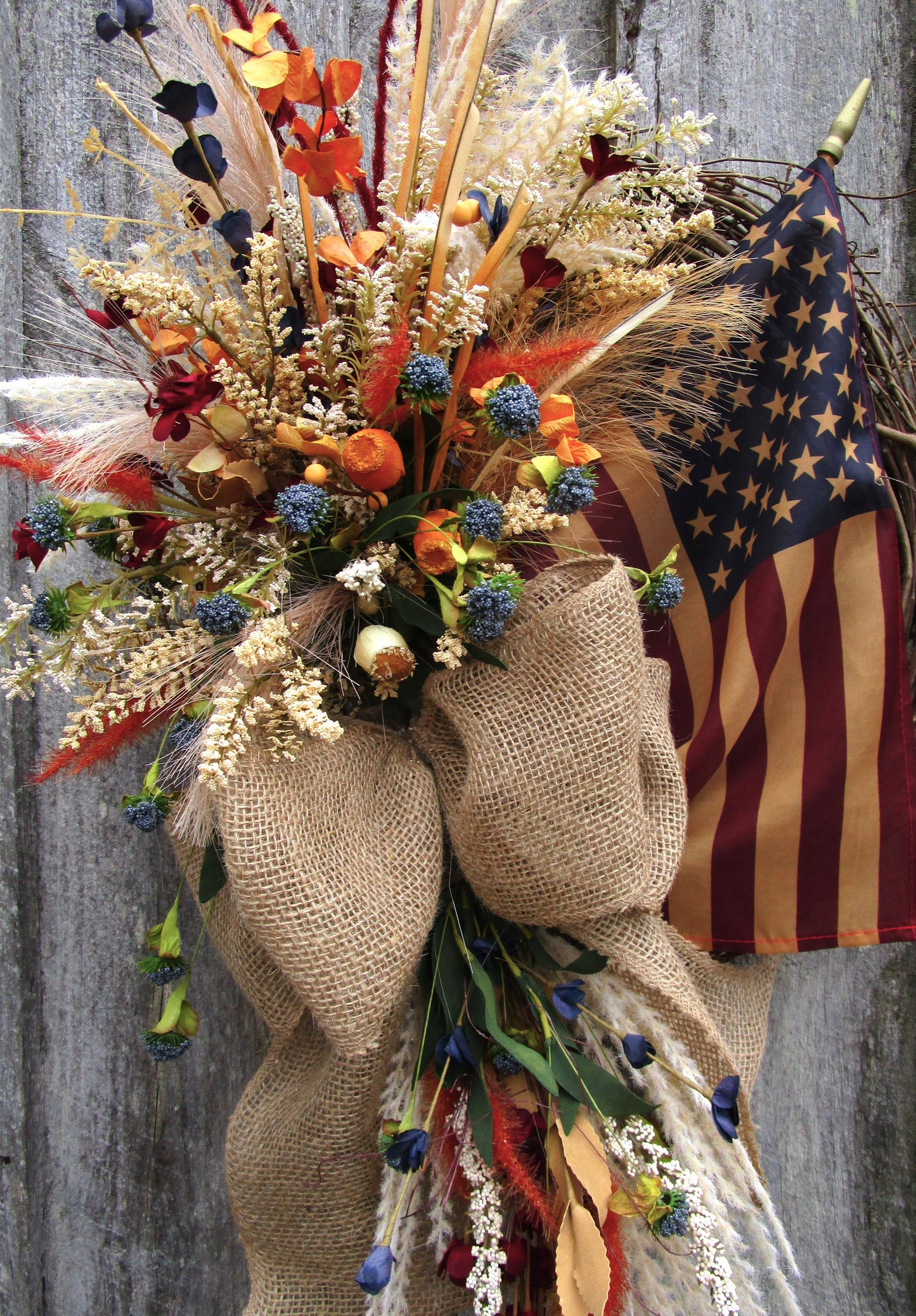 Bristol Patriotic Wreath with Tea Stained Flag