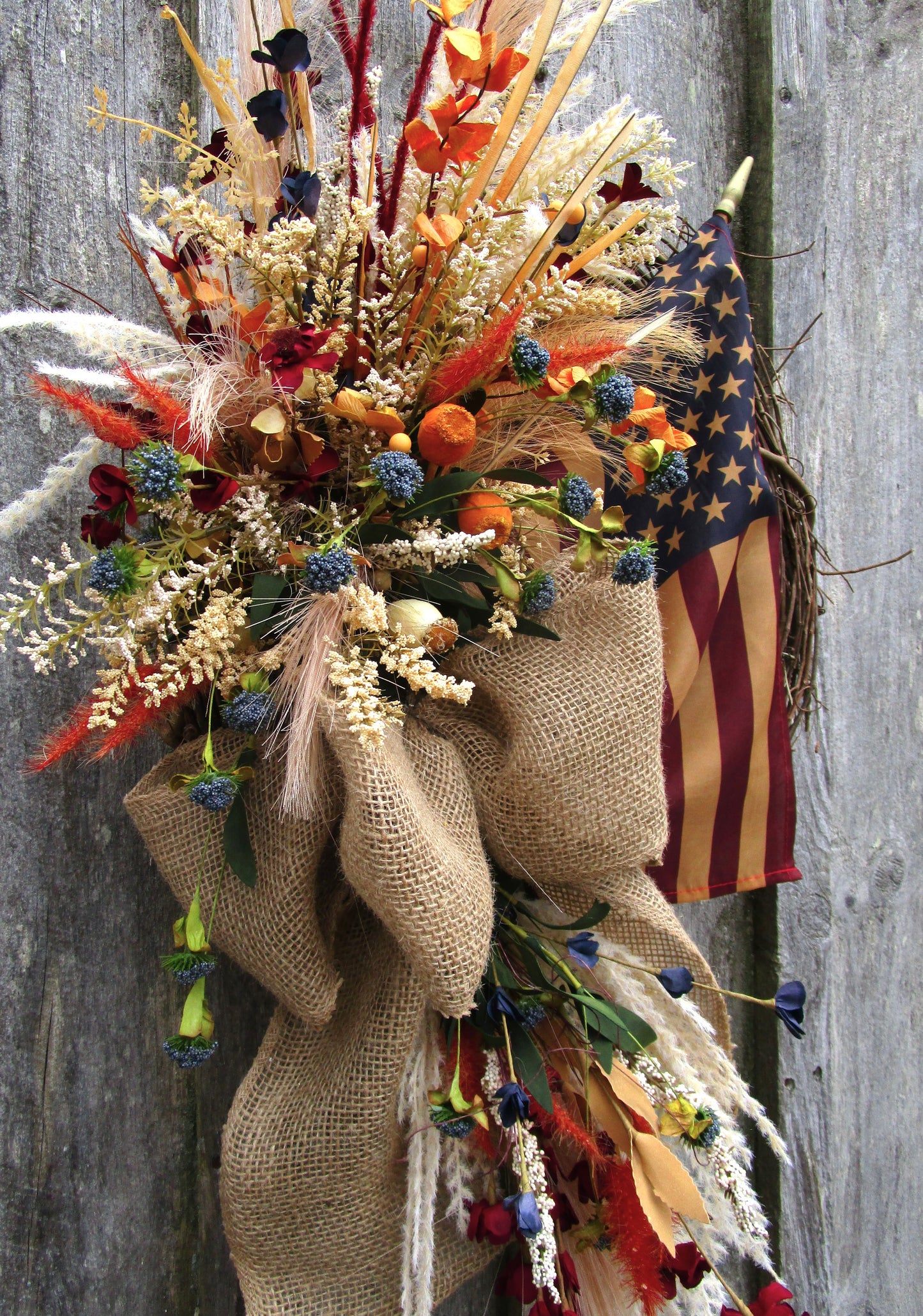 Bristol Patriotic Wreath with Tea Stained Flag