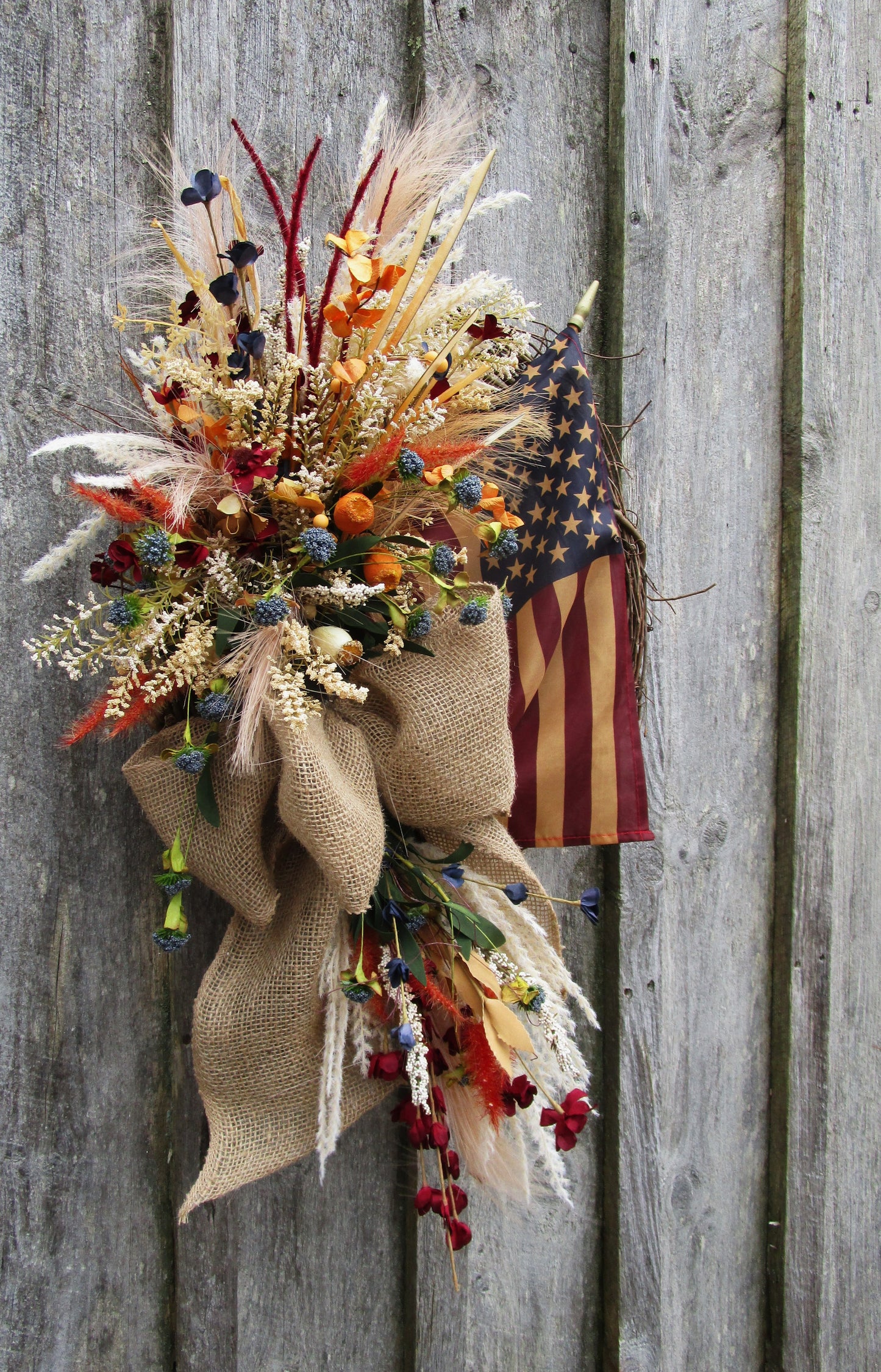 Bristol Patriotic Wreath with Tea Stained Flag