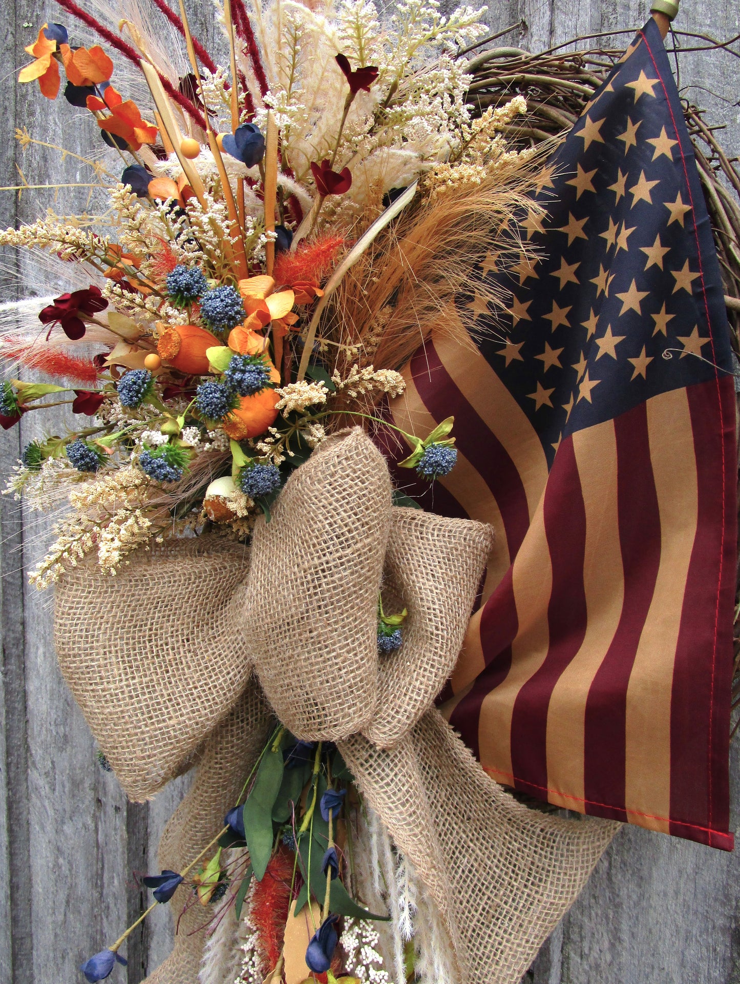 Bristol Patriotic Wreath with Tea Stained Flag