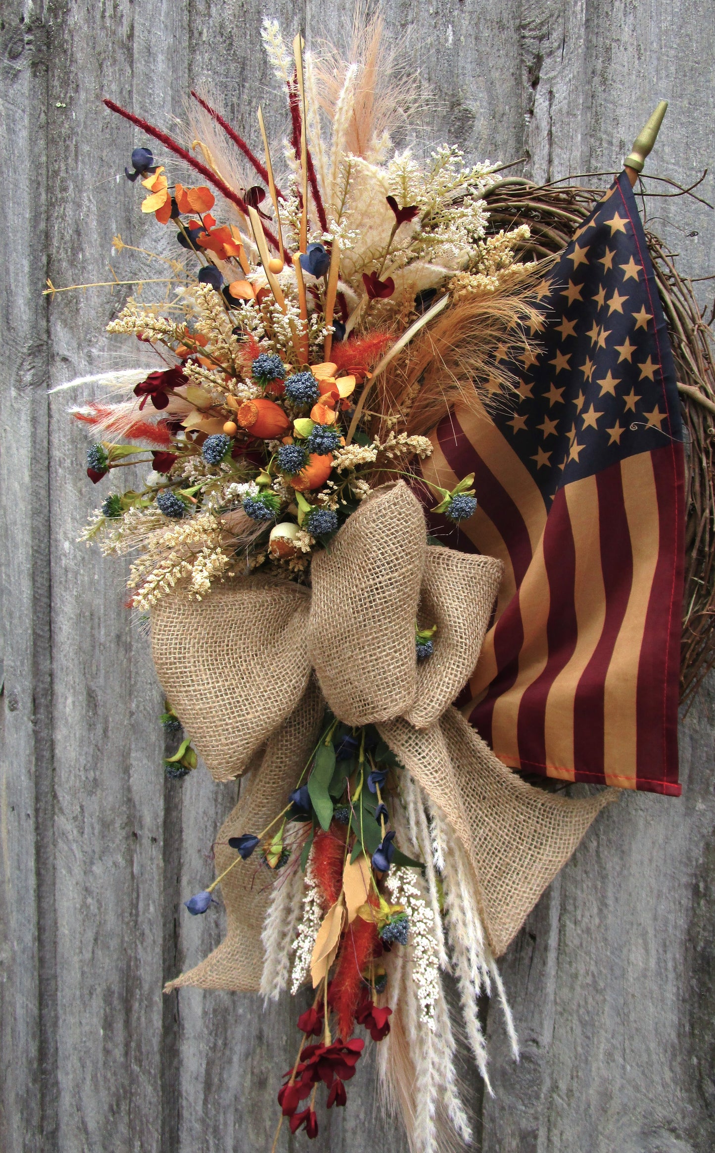 Bristol Patriotic Wreath with Tea Stained Flag