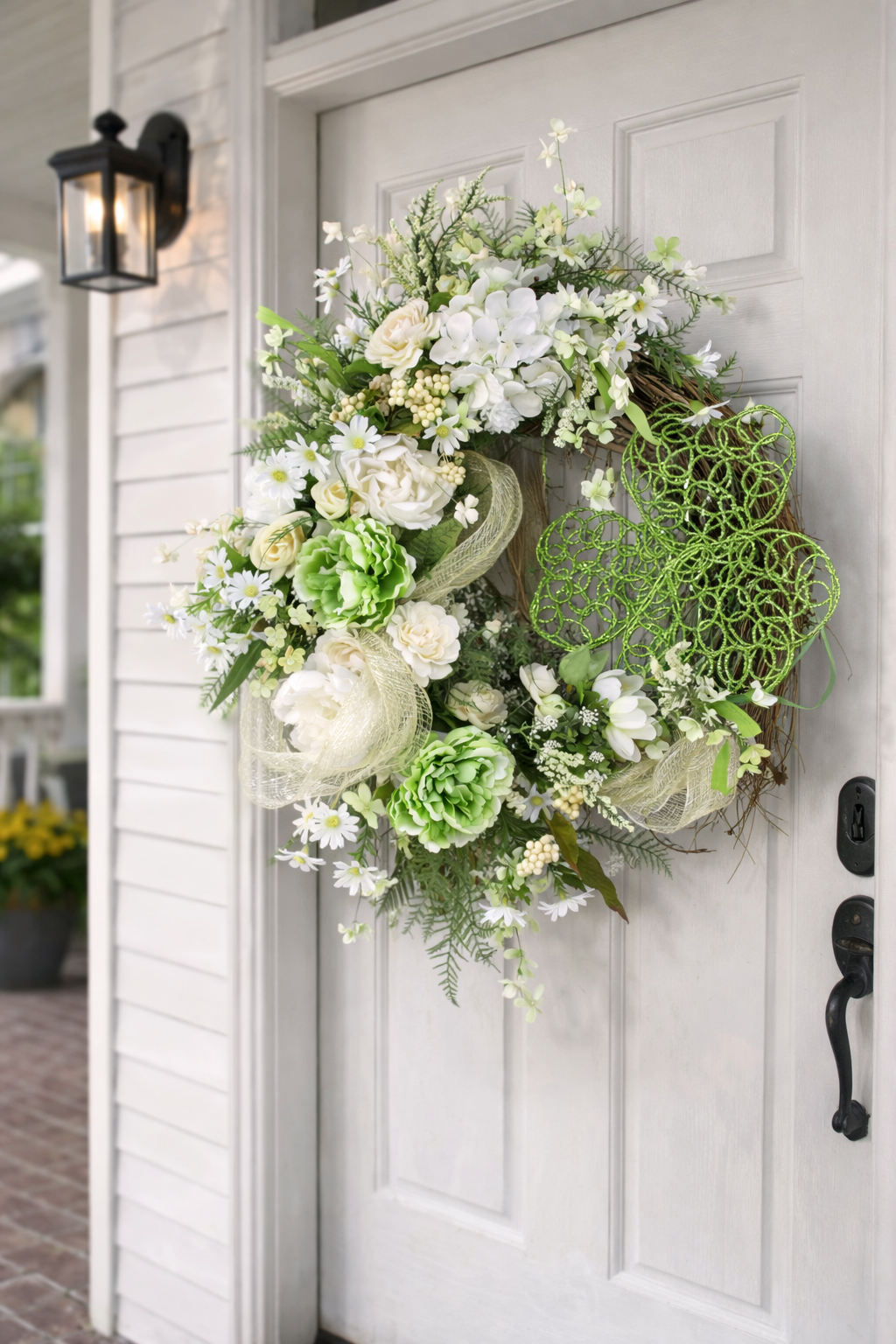 Elegant St Patrick's Day Shamrock Wreath